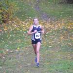 Soldotnas Jordan Strausbaugh runs to victory in the Kenai Peninsula Borough cross-country meet Saturday, Sept. 26, 2020, at Tsalteshi Trails just outside of Soldotna, Alaska. (Photo by Jeff Helminiak/Peninsula Clarion)
