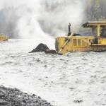 Heavy equipment operators attempt to mitigate flooding in Kwechak Creek in Seward on Saturday. (Photo courtesy KPB Incident Management Team)