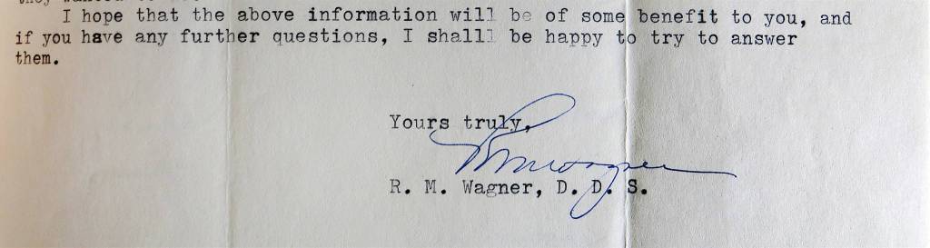 Letter courtesy of Fair family collection 
Dr. Wagner closed his April 1960 letter to Dr. Calvin Fair on a positive note.