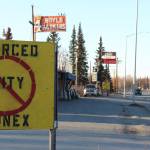 Signs protesting the annexation petition proposed by the City of Soldotna are seen along the Kenai Spur Highway, in Soldotna, on Tuesday, Oct. 21. (Photo by Brian Mazurek/Peninsula Clarion)