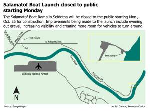 Graphic showing the location of the Salamatof Boat Launch.