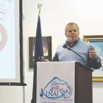Tim Navarre argues against Ballot Measure 2 during the Kenai and Soldotna Chambers of Commerce Joint Luncheon at the Kenai Visitor and Cultural Center on Wednesday. (Photo by Brian Mazurek/Peninsula Clarion)