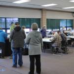 Voters line up to put their ballots in a ballot machine at the Soldotna Regional Sports Complex on Tuesday, Nov. 3 in Soldotna, Alaska. (Photo by Ashlyn OHara/Peninsula Clarion)
Voters line up to put their ballots in a ballot machine at the Soldotna Regional Sports Complex on Tuesday, Nov. 3 in Soldotna, Alaska. (Photo by Ashlyn OHara/Peninsula Clarion)