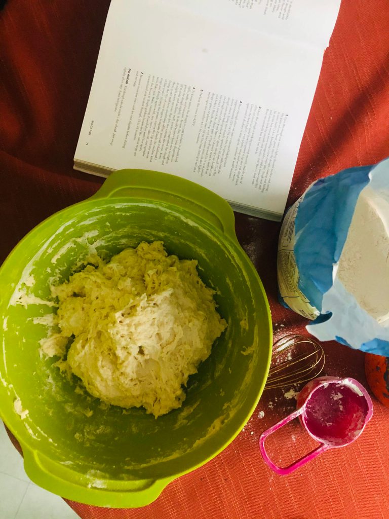 Focaccia dough is made in preparation for election night pizza, on Sunday, Nov. 1, 2020, in Anchorage, Alaska. (Photo by Victoria Petersen/Peninsula Clarion)