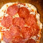 Pepperoni pizza is ready to go into the oven, on Monday, Nov. 2, 2020, in Anchorage, Alaska. (Photo by Victoria Petersen/Peninsula Clarion)