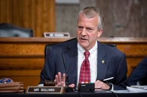 Al Drago / AP file
Sen. Dan Sullivan, R-Alaska, testifies during a hearing on Capitol Hill on May 7. Sullivan on Wednesday won reelection in Alaska, defeating independent Al Gross.
