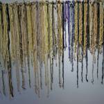 Kenai Peninsula Swatch Library shows the lower Kenai Peninsula plants and techniques used to dye fabrics, as seen here on Tuesday, Nov. 10, 2020. The work is included in Elissa Pettibones exhibit, Swatches, showing at Bunnell Street Arts Center in Homer, Alaska. (Photo by Michael Armstrong/Homer News)