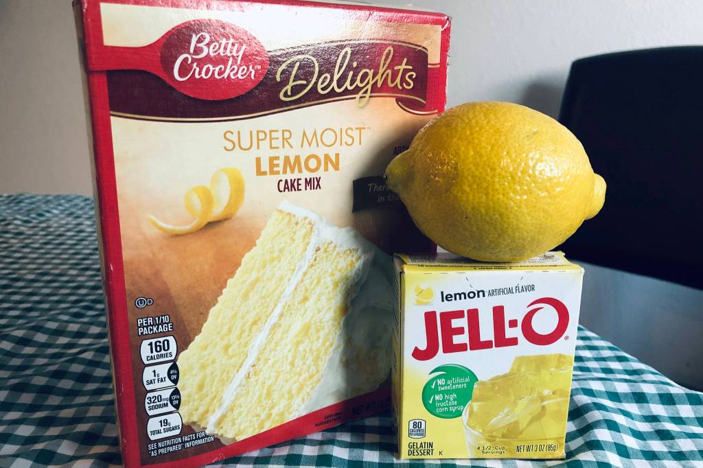 Essential ingredients for my familys lemon cake recipe, photographed on Tuesday, Nov. 17, 2020, in Anchorage, Alaska. (Photo by Victoria Petersen/Peninsula Clarion)