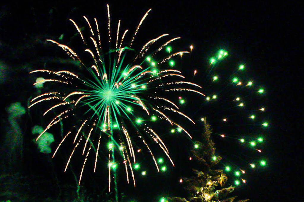 Fireworks are set off during the 2020 Christmas Comes to Kenai Parade on Nov. 27, 2020. (Photo courtesy Brittany Brown/Kenai Chamber of Commerce)
