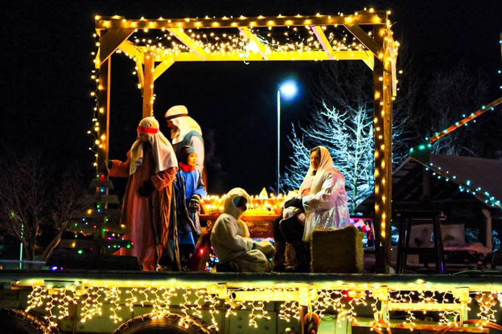 Floats participate in the 2020 Christmas Comes to Kenai Parade on Nov. 27, 2020. (Photo courtesy Brittany Brown/Kenai Chamber of Commerce)