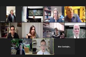 Soldotna City Council Member Jordan Chilson (bottom row, center) addresses the council on Wednesday, Dec. 3, 2020 in Soldotna, Alaska. (Screenshot)