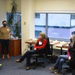 Division of Elections Director Gail Fenumiai, left, explains the recount process to DOE staff and members of the State Review Board during a recount of votes from Anchorage House District 27 where a Democratic challenger ousted a Republican incumbent by just 11 votes. Friday, Dec. 4, 2020. (Peter Segall / Juneau Empire)