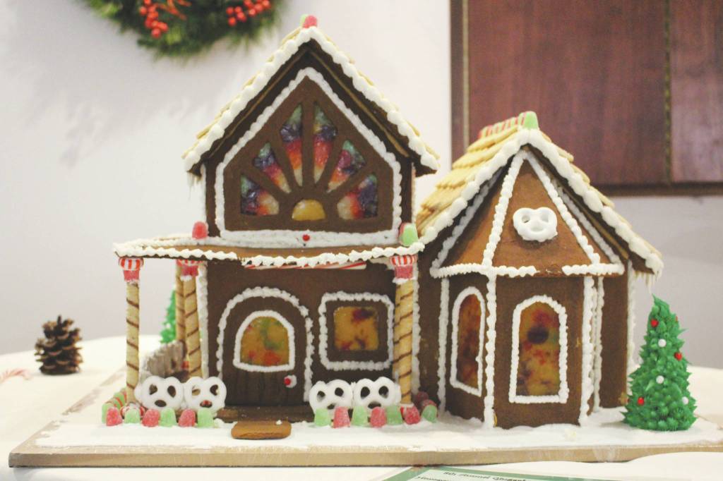 A gingerbread house created by residents of Charis Place Assisted Living is seen on display at the Kenai Visitors and Cultural Center on Dec. 8, 2020. (Photo by Brian Mazurek/Peninsula Clarion)