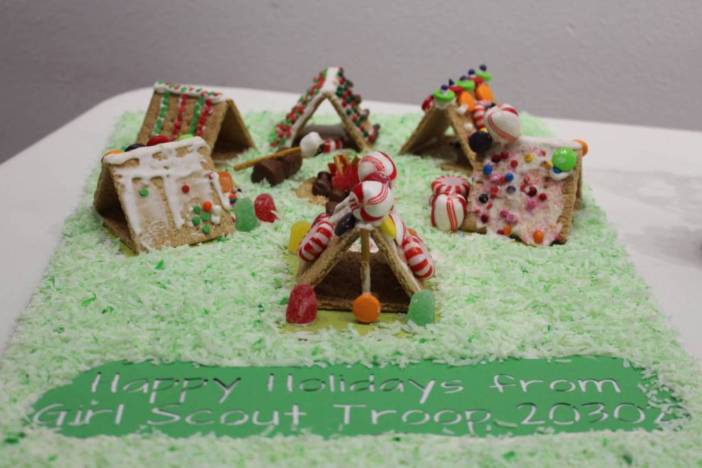 A gingerbread campground created by Girl Scout Troop 20302 is seen on display at the Kenai Visitors and Cultural Center on Dec. 8, 2020. (Photo by Brian Mazurek/Peninsula Clarion)