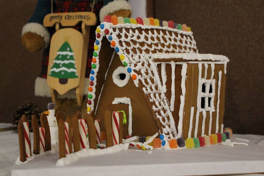 A gingerbread house created by Maci Miller, age 10, is seen on display at the Kenai Visitors and Cultural Center on Dec. 8, 2020. (Photo by Brian Mazurek/Peninsula Clarion)