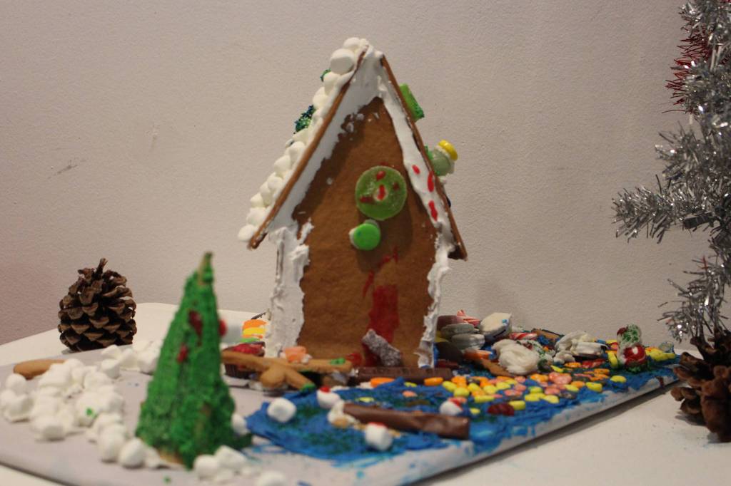 A gingerbread house created by Brysen Morris, age 5, is seen on display at the Kenai Visitors and Cultural Center on Dec. 8, 2020. (Photo by Brian Mazurek/Peninsula Clarion)