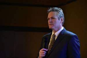 Gov. Mike Dunleavy speaks to local leaders at the Alaska Municipal League’s legislative conference in this February 2020 photo. Dunleavy issued a statement regarding a lawsuit out of Texas seeking to overturn the results of the presidential election. (Peter Segall/ Juneau Empire File)