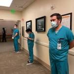 Pharmacy personnel at Bartlett Regional Hospital line up to receive the Pfizer/BioNTech coronavirus vaccine on Dec. 15, 2020. (Courtesy photo / Katie Bausler)