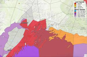 A strong winter storm is expected to impact Seward and Turnagain Arm on Monday and Tuesday. (National Weather Service)