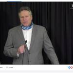 Alaska Gov. Mike Dunleavy participates in a livestream press conference via Facebook regarding the reorganization of the state's Department of Health and Social Services on Tuesday, Dec. 22, 2020. (Screenshot)