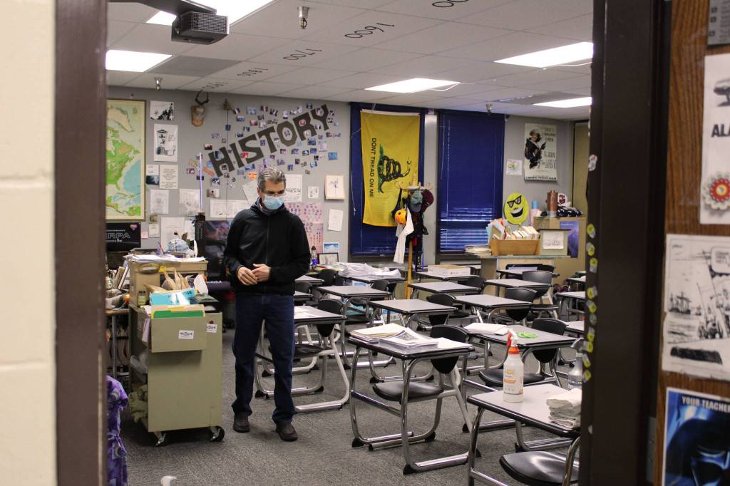 Robert Summer is seen inside of his classroom at Kenai Middle School on Friday, Jan. 8 in Kenai, Alaska. (Ashlyn OHara/Peninsula Clarion)