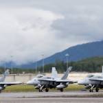 U.S. Marine Corps / Lance Cpl. Koby I. Saunders
U.S. Marine Corps F/A-18C Hornets assigned to Marine Fighter Attack Squadron 251 prepare to take off from the flightline during Red Flag-Alaska 17-2 on Joint Base Elmendorf-Richardson, Alaska, in June 2017.
