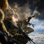 Cpl. Jose M. Barragan, a bulk fuel specialist with 7th Engineer Support Battalion, 1st Marine Logistics Group, prepares to conduct a live-fire and maneuver range in Fort Greely, Alaska, Feb. 11, 2020, prior to exercise Arctic Edge 20. (U.S. Marine Corps / Lance Cpl. Christopher W. England)