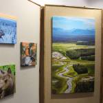Photos by Brian Mazurek / Peninsula Clarion 
Photographs on canvas by Mary Frische and Tom Collopy are seen at the Kenai Visitor and Cultural Center on Tuesday.