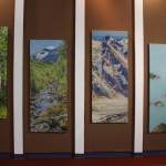 Photographs on canvas by Mary Frische and Tom Collopy are on display at the Kenai Visitor and Cultural Center on Jan. 12, 2021. (Photo by Brian Mazurek/Peninsula Clarion)