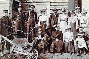 White men and women in Kenai tended to congregate with people like themselves. This typical outing, in Kasilof, includes (far left, back row) Hans P. Nielsen, superintendent of the Agricultural Experiment Station. (Photo from the Alaska Digital Archives)