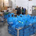 Bags of shelf-stable food to be distributed for Project Homeless Connect are seen here at the Kenai Peninsula Food Bank in Soldotna, Alaska on Jan. 23, 2021. (Photo by Brian Mazurek/Peninsula Clarion)
