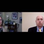 Pegge Erkeneff (left) virtually interviews Dr. Jason Johnson (right) on Monday, Jan. 25, 2021. (screenshot)