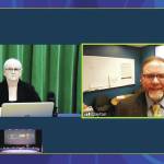 Debbie Cary (left) moderates a virtual interview with Clayton Holland on Tuesday, Jan. 26 in Kenai, Alaska. (Screenshot)
