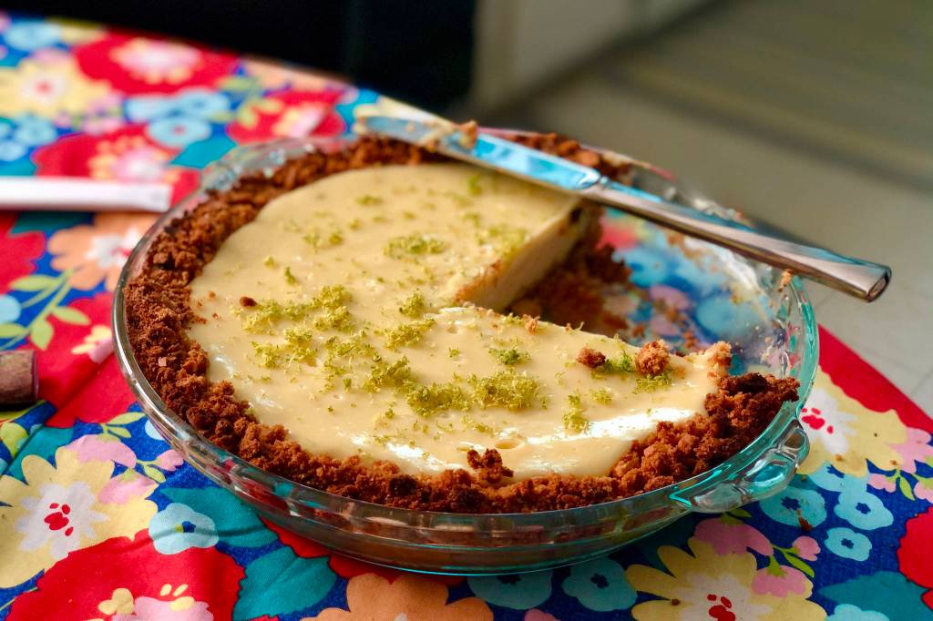 Key lime pie, inspired by a recipe from Kim Sunée, makes a refreshing winter dessert, on Wednesday, Jan. 20, in Anchorage, Alaska. (Photo by Victoria Petersen/Peninsula Clarion)