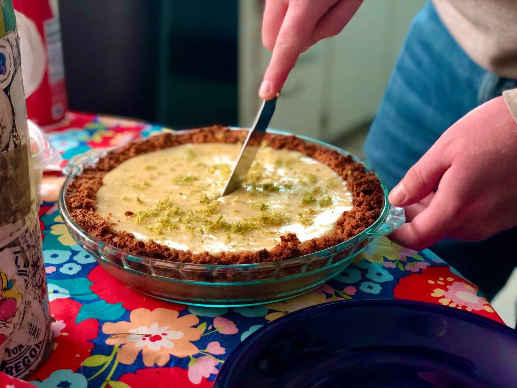 Key lime pie, inspired by a recipe from Kim Sunée, makes a refreshing winter dessert, on Wednesday, Jan. 20, in Anchorage, Alaska. (Photo by Victoria Petersen/Peninsula Clarion)