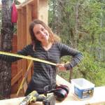 Rosalie Eller pauses construction work to pose for a photo in Ionia in the summer of 2020. (Photo courtesy Eliza Eller)