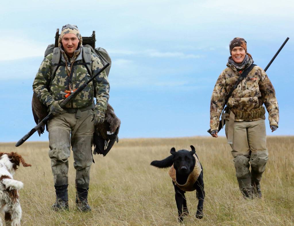 Reed and Michelle Quinton return to camp after a long day of goose hunting along the shores of Cook Inlet. (Photo courtesy Mike Chihuly)
