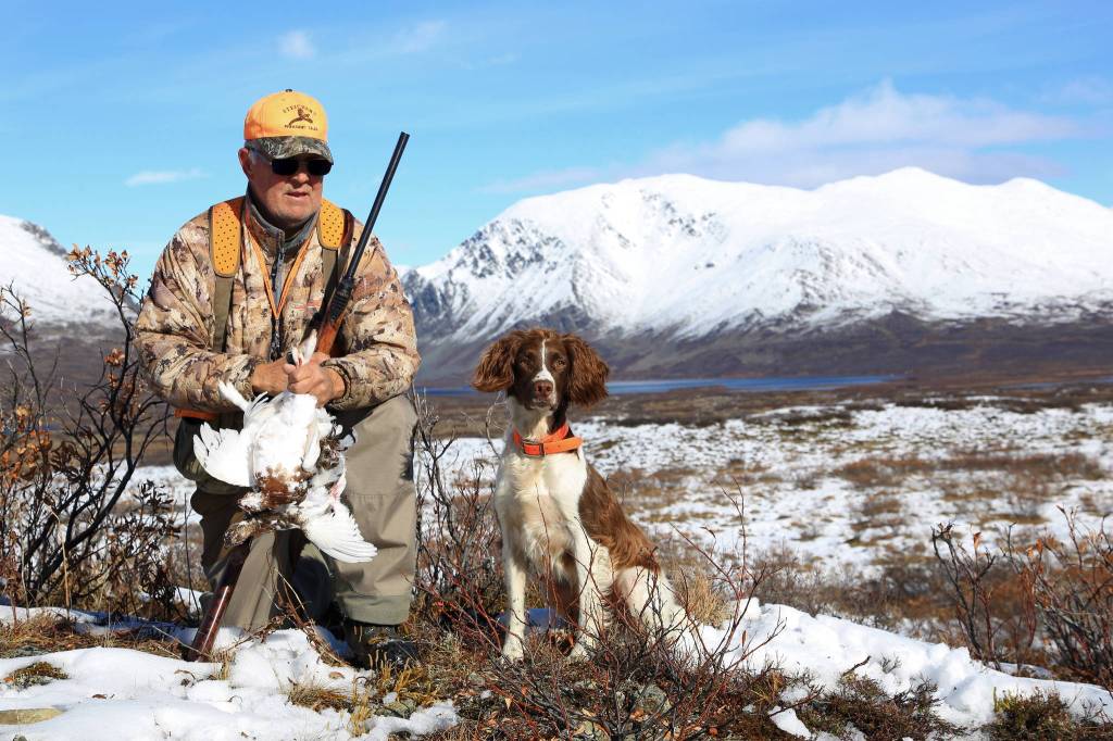 Mike Chihuly and Crosson after a good day hunting ptarmigan on the Denali Highway. (Photo courtesy of Mike Chihuly)