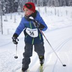 Alaska Hippchen crests a hill at the 17th Ski for Women on Sunday, Feb. 7, 2021, at Tsalteshi Trails just outside of Soldotna, Alaska. (Photo by Jeff Helminiak/Peninsula Clarion)