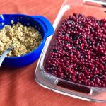 Getting my ingredients ready for blueberry crumble, where the berries can be prepared right in the pan and the topping in a small bowl, on Tuesday, Feb. 16, 2021, in Anchorage, Alaska (Photo by Victoria Petersen/Peninsula Clarion)