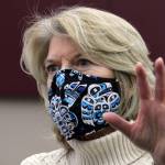 Sen. Lisa Murkowski, R-Alaska, speaks during an interview at the Juneau Empire's offices on Feb. 16, 2021. Murkowski was in the capital city as part of an annual Presidents Day recess trip that typically includes an address to the Alaska State Legislature. Instead, Murkowski visited with state lawmakers at the Capitol on Tuesday. (Ben Hohenstatt / Juneau Empire File)