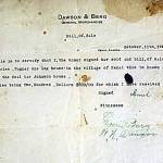 In 1920, two years after the killings in Kenai, William Dawson had a new business partner, Emil Berg. When they witnessed this bill of sale, both men signed their names to the document. (Image courtesy Clark Fair)