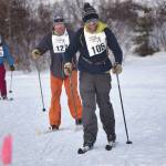 Jeff Helminiak / Peninsula Clarion 
Sam Spencer, Erik Route and Josiah Brown, all of Cooper Landing, near the finish of Sundays 20-kilometer classic race at Tsalteshi Trails just outside of Soldotna.
