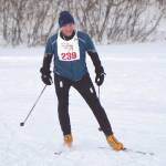Karl Kircher nears the finish of the 40-kilometer freestyle race at the Tour of Tsalteshi on Sunday, Feb. 21, 2021, at Tsalteshi Trails just outside of Soldotna, Alaska. (Photo by Jeff Helminiak/Peninsula Clarion)