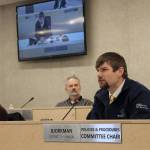 Jesse Bjorkman speaks at a borough work session on Tuesday, March 2 in Soldotna, Alaska. (Ashlyn OHara/Peninsula Clarion)