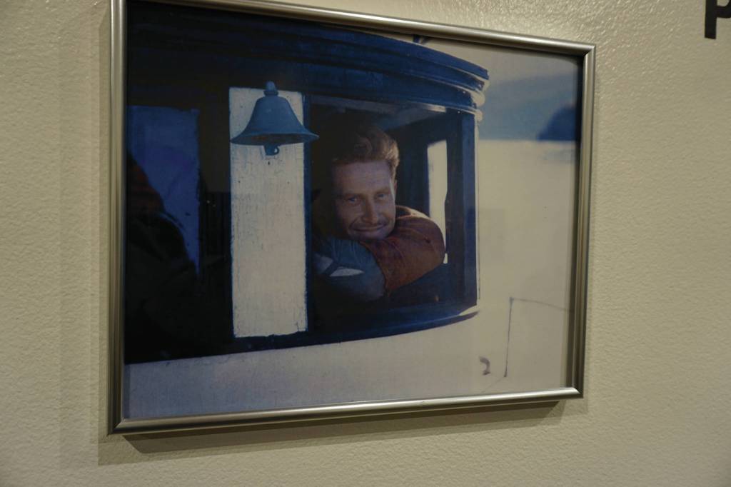 William Wakelands photo of Clem Tillion at the helm of the M/V Bainbridge in1952 is one of the works included in Familiar Faces: Portrait of a Community, on exhibit through May 2021 at the Pratt Museum in Homer, Alaska. (Photo by Michael Armstrong/Homer News)
