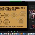 Meghan Barker presents information about Pebble Mine during a remote series on Wednesday, March 10, 2021. (Screenshot)