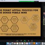 Meghan Barker presents information about Pebble Mine during a remote series on Wednesday, March 10, 2021. (Screenshot)