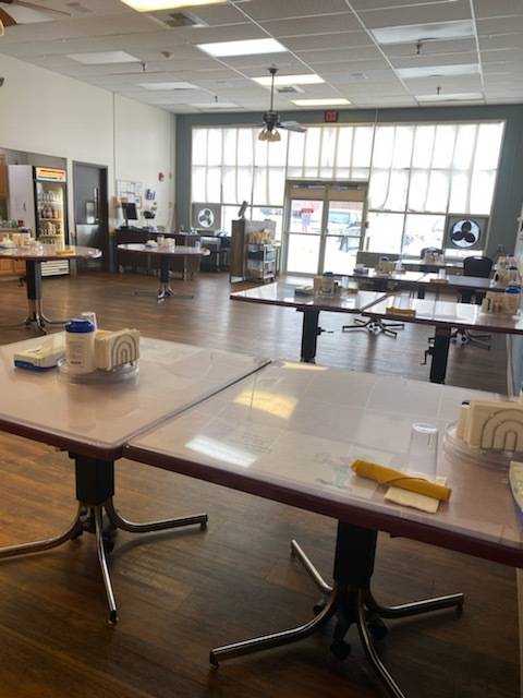 Tables in the dining room of the Heritage Place Skilled Nursing facility are arranged for social distancing. (Photo courtesy Sandi Crawford)