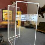 A partition is set up inside Heritage Place Skilled Nursing facility. Partitions have been used to separate residents from visitors due to COVID-19 protocols. (Photo courtesy Sandi Crawford)